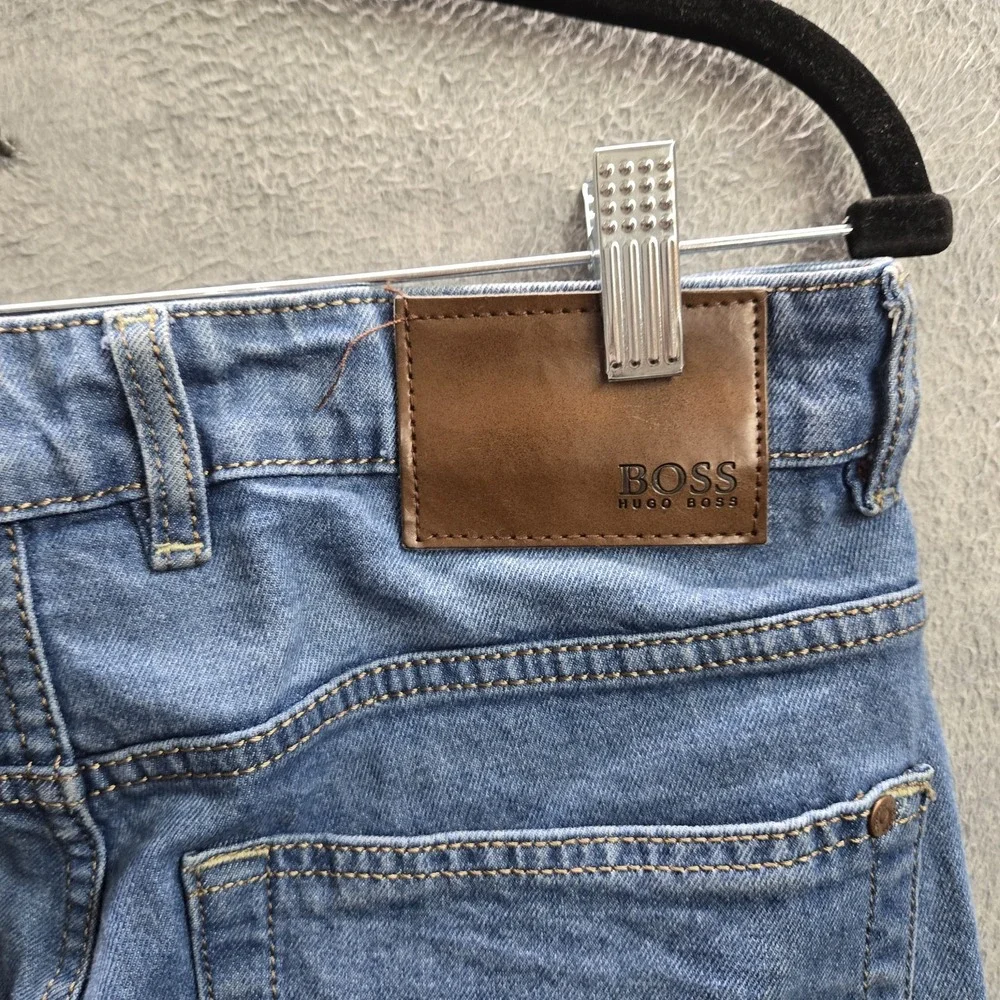 Hugo Boss Men Jeans 30 Blue Denim Embroidered Slim 30